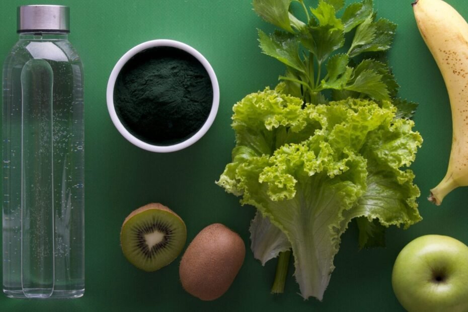 assorted fruits and vegetables on green surface